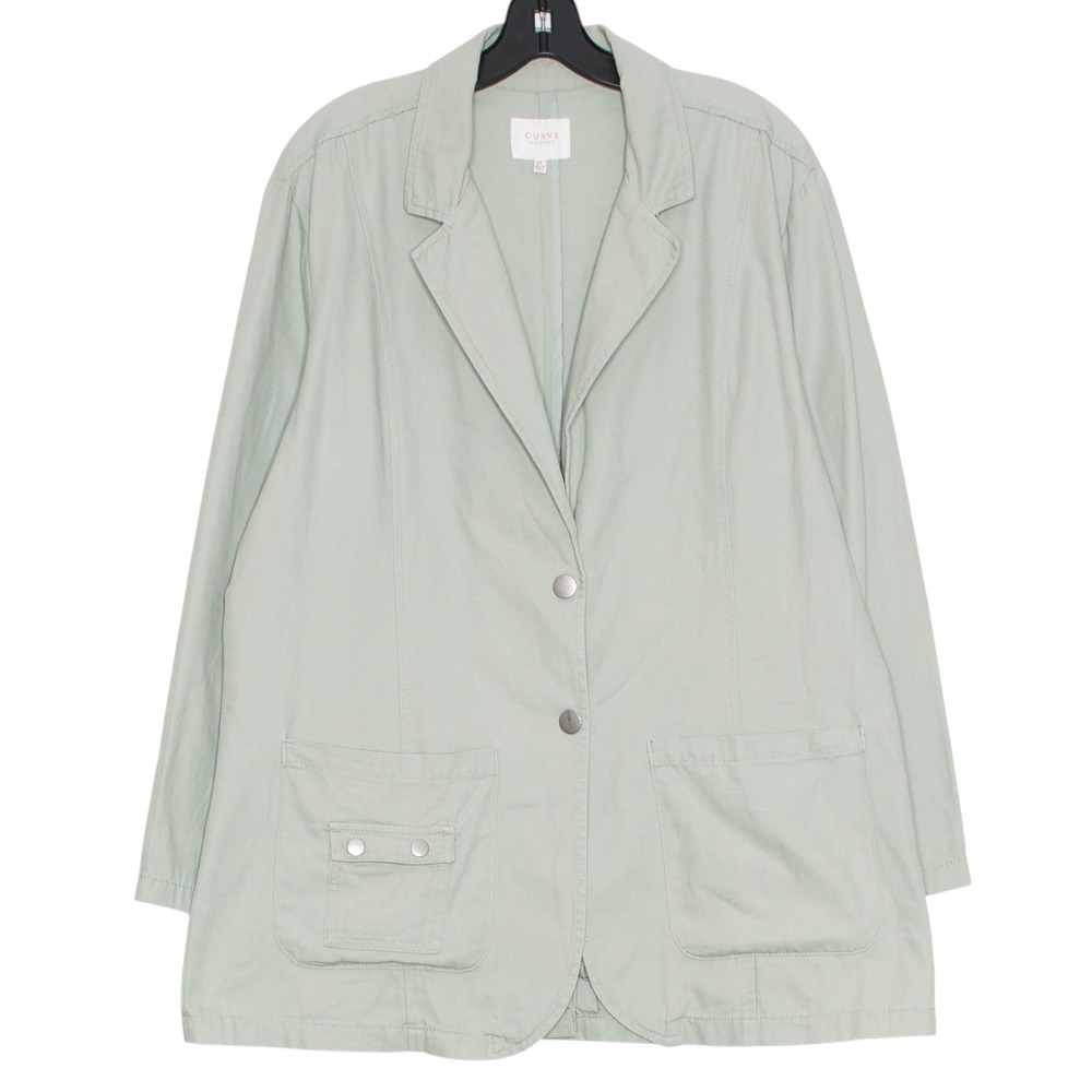 Curve Appeal Blazer Utility Business Casual Workwear Minimalist Spring Green XL